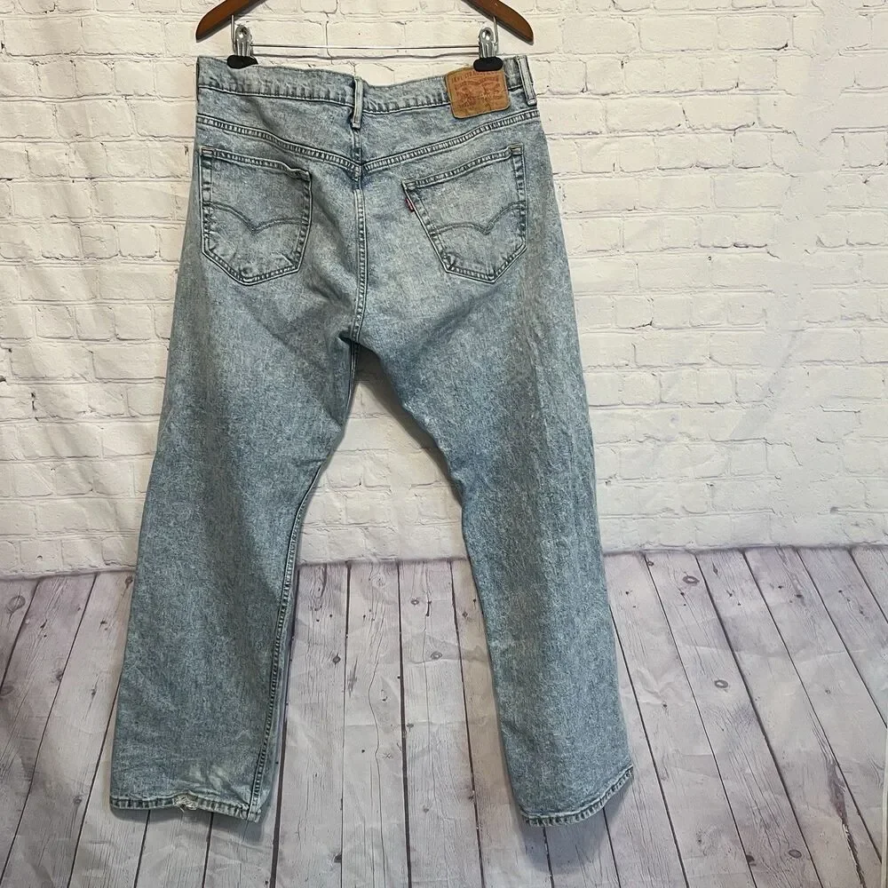 Levi's 569 jeans mens 36x30 acid wash Blue loose fit straight leg stretch